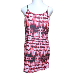 DECREE Pink Black Tie Dye Look Spaghetti Strap Slip Dress Medium